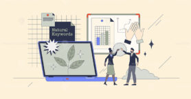 Organic SEO tips to promote and boost web ranking retro tiny person concept