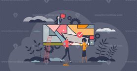 Organizational culture as company value or behavior style tiny person concept