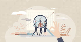 Organizational psychology with team behavior management tiny person concept