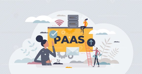 PAAS or platform as service model for software hosting tiny person concept