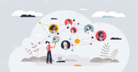 People analytics and HR data research for effective team tiny person concept