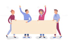 FREE Young people holding free speech blank copy space poster sign