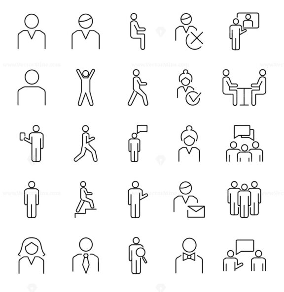 FREE Person symbols, basic outline vector icons collection