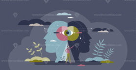Personality psychology branch with individuals analysis tiny person concept