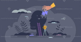 Persuasion as give idea or decision from thinking process tiny person concept