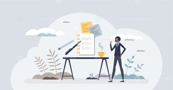 Plan and prioritize business tasks for best efficiency tiny person concept