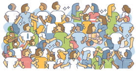 Population crowd and large various social community audiences outline concept