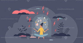 Positive psychology as calm attitude for inner peace tiny person concept