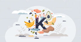 Potassium in food as natural mineral source for health tiny person concept