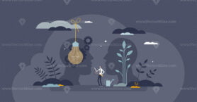 Potential development and possible personal growth tiny person concept