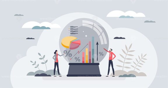 Predictive analytics and future business data modeling tiny person concept