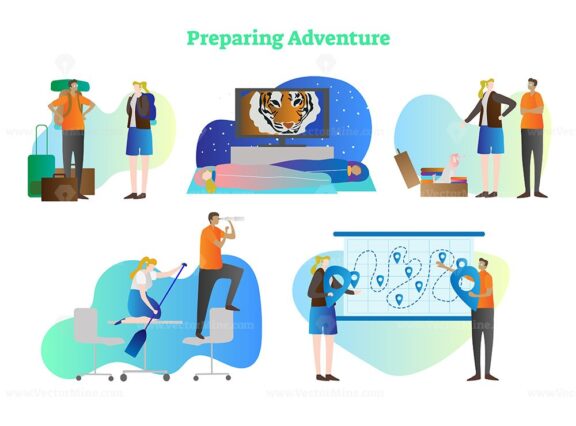 FREE Preparing adventure vector illustration collection set