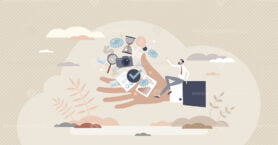 Product management and new company project development tiny person concept