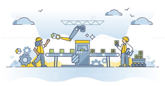 Production line and manufacturing conveyer in 4.0 factory outline concept
