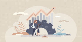 Productive work with efficient process optimization tiny person concept