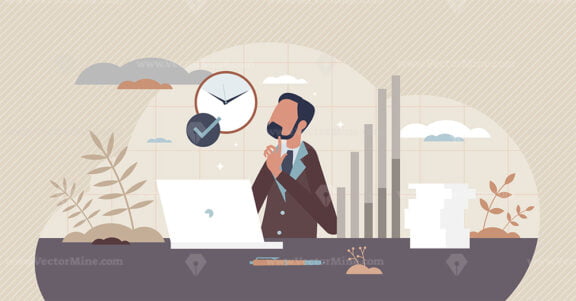 Productive work with effective process time management tiny person concept