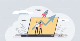 Productivity and effective work with results development tiny person concept
