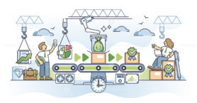 Productivity and effective work with process automation outline concept