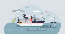Project management journey and clear business roadmap tiny person concept