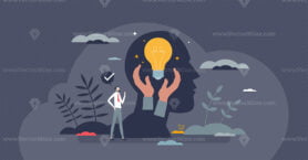 Psychological safety feeling for creative idea generation tiny person concept