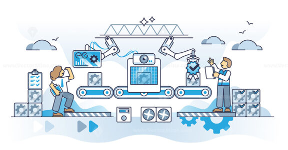 Quality assurance with performance management and check outline concept