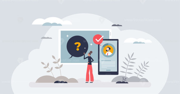 Quick queries and instant replies as fast response answer tiny person concept