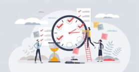 Quick tasks as effective and fast work schedule plan tiny person concept
