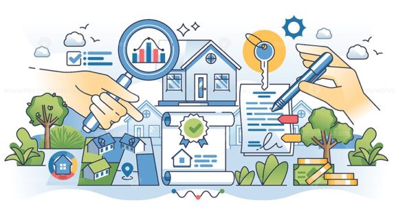 Real estate agent license and certification document outline hands concept.