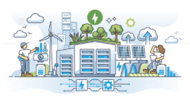 Redefining energy for tomorrow with urban sustainable power outline concept