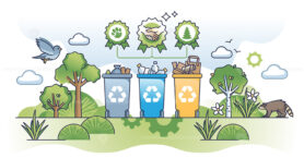Reduce, reuse and recycle principle for waste management outline concept