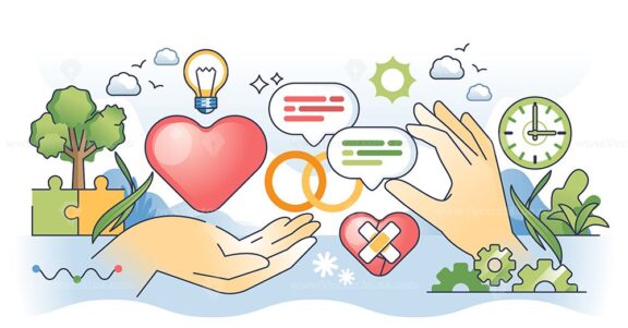 Relationship counseling to help fix family problems outline hands concept