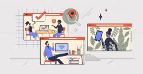 Remote work and flexibility for Gen Z employees retro tiny person concept