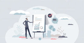 Robo advisor as artificial intelligence financial advice tiny person concept