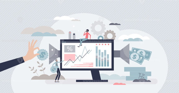 Robo advisor as automated computer advices for investment tiny person concept