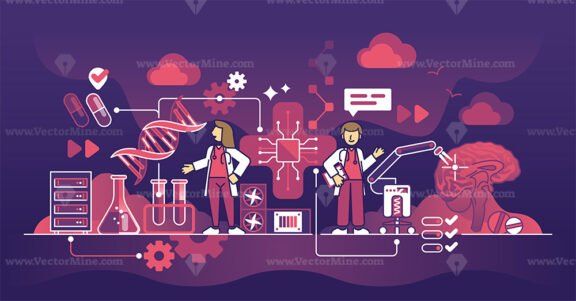 Robotics and AI artificial intelligence usage in healthcare outline concept