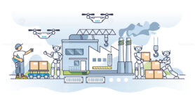 Robotics and effective technological manufacturing automation outline concept