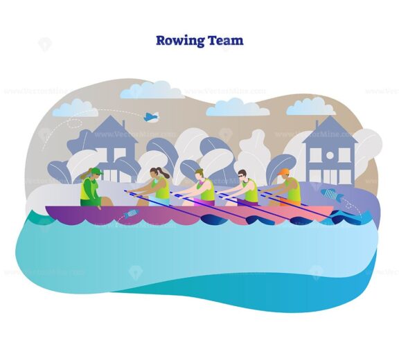 FREE Rowing team vector illustration
