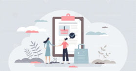 Sales representative as customer support manager job tiny person concept