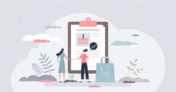 Sales representative as customer support manager job tiny person concept