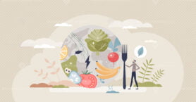 Save earth and eat more vegetables instead of meat tiny person concept