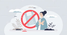 Say no to plastic and use recyclable packaging material tiny person concept