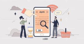 Shared calendar app for family schedule tiny person neubrutalism concept