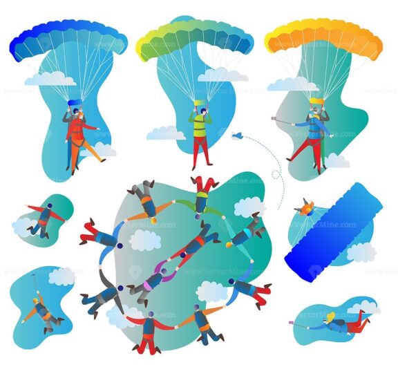 FREE Skydiving vector illustration set