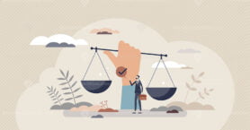 Social justice and equal rights for all society groups tiny person concept