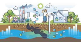 Soil contamination and ground water chemical pollution outline concept