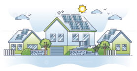 Solar powered residential house with alternative power source outline concept