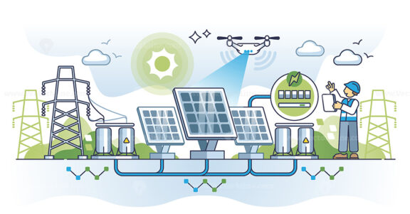 Solar power storage unit and sun panels efficiency control outline concept
