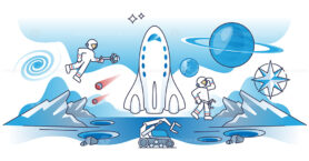 Space exploration and galaxy mission with sample collection outline concept