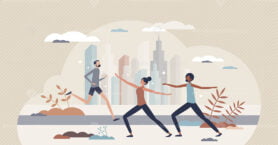Sports outdoor as active urban lifestyle activities tiny person concept