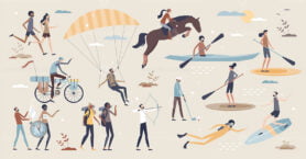 Sports set and various outdoor activities elements tiny person collection